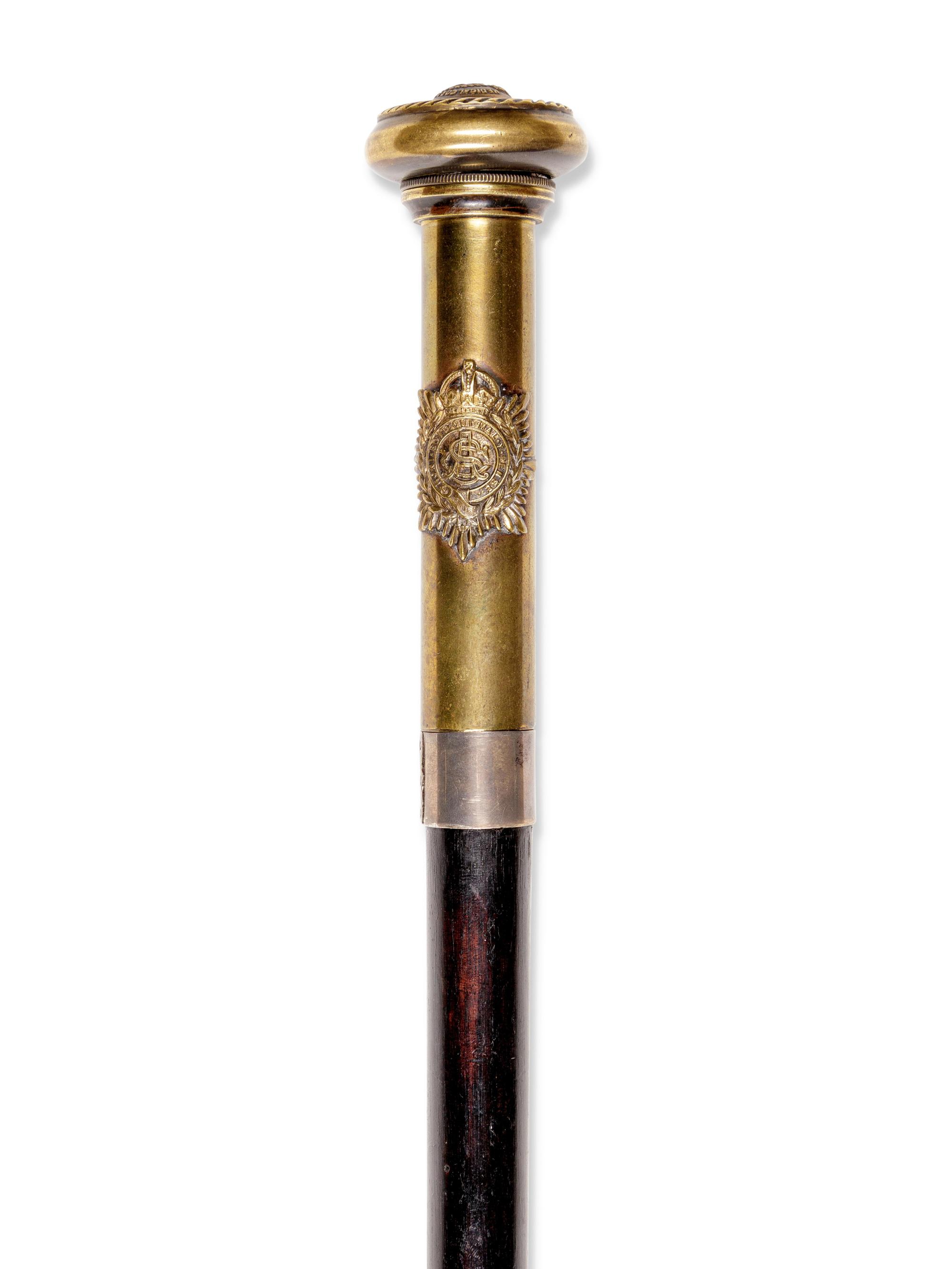 An English Brass Mounted 'Royal Medical Core' Walking Stick