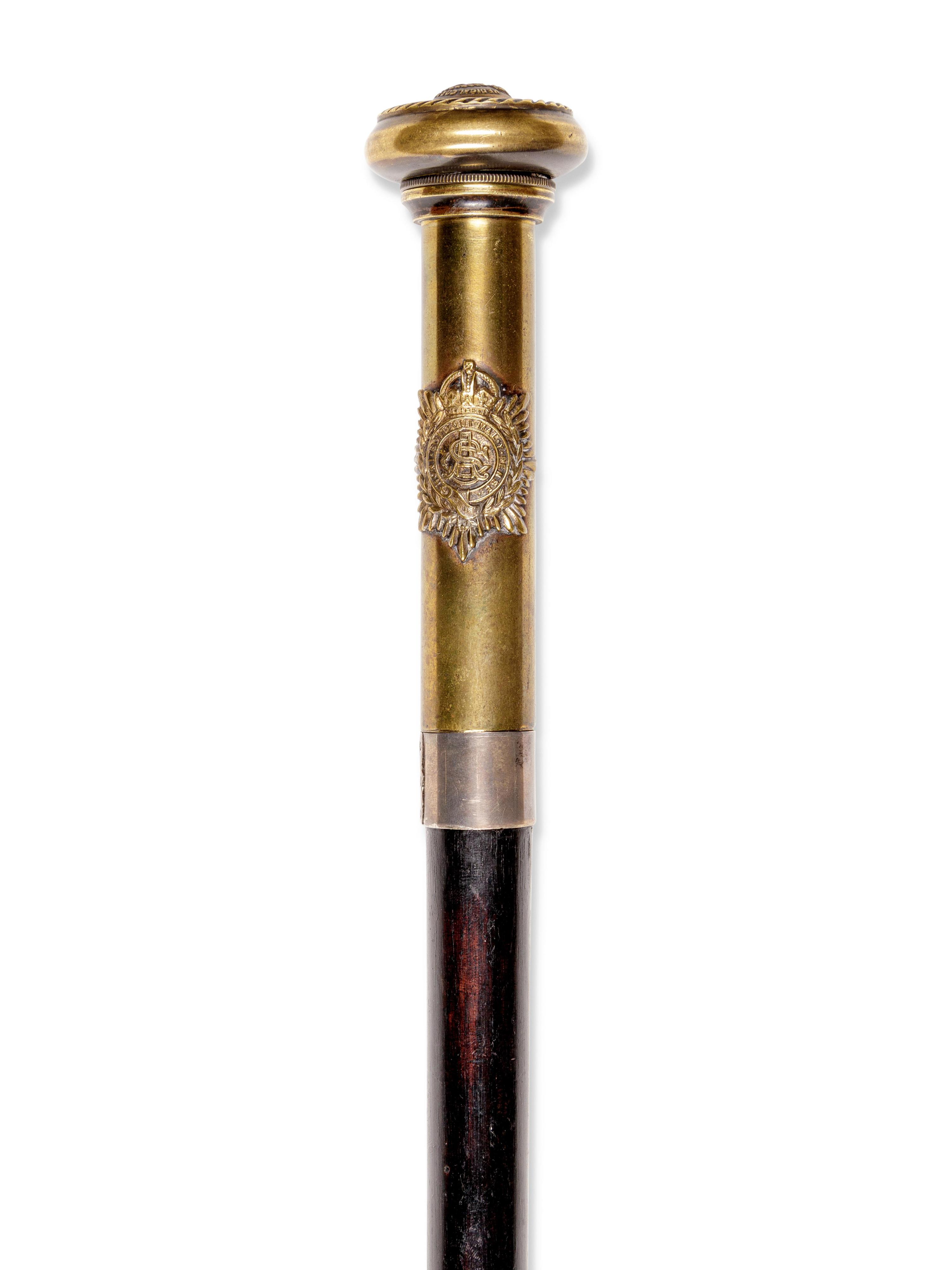 An English Brass Mounted 'Royal Medical Core' Walking Stick