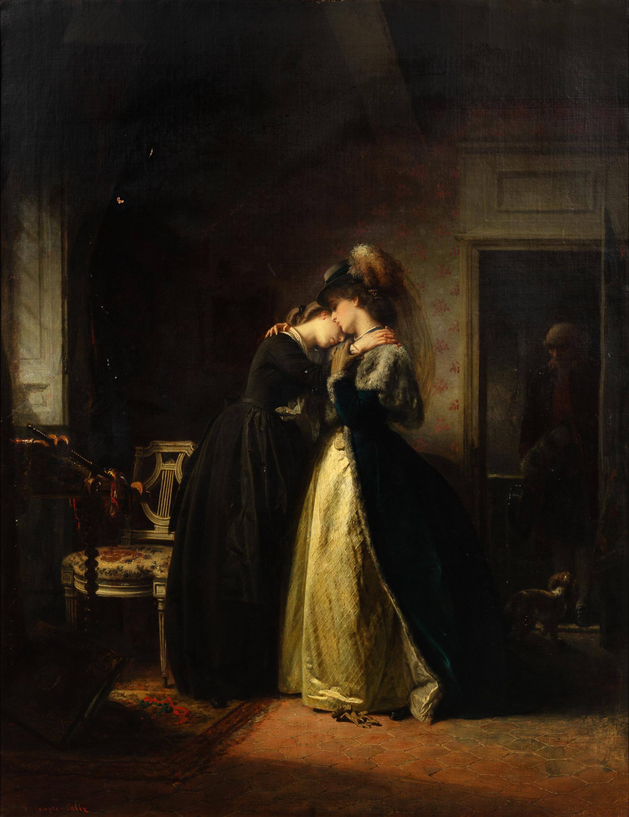 François-Claudius Compte-Calix, (French, 1813-1880), Interior with Two Women