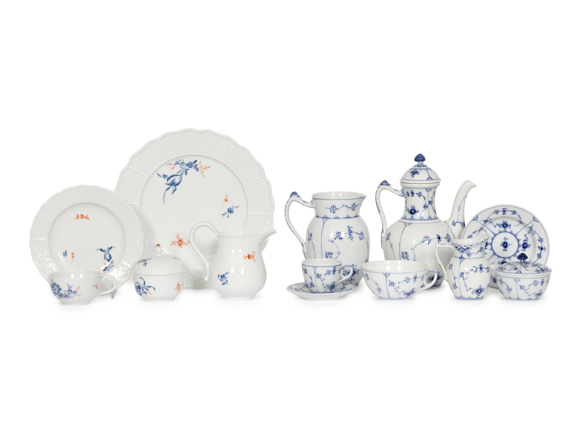 An Assembled Royal Copenhagen and Meissen Tea and Coffee Part Service