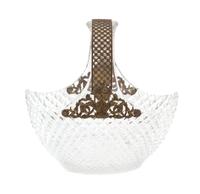 A French Cut Crystal Basket Height 7 1/2 inches x width 7 3/4 inches.