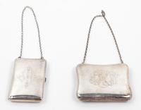 Two American Silver Coin Purses, , each of rectangular form having attached chains