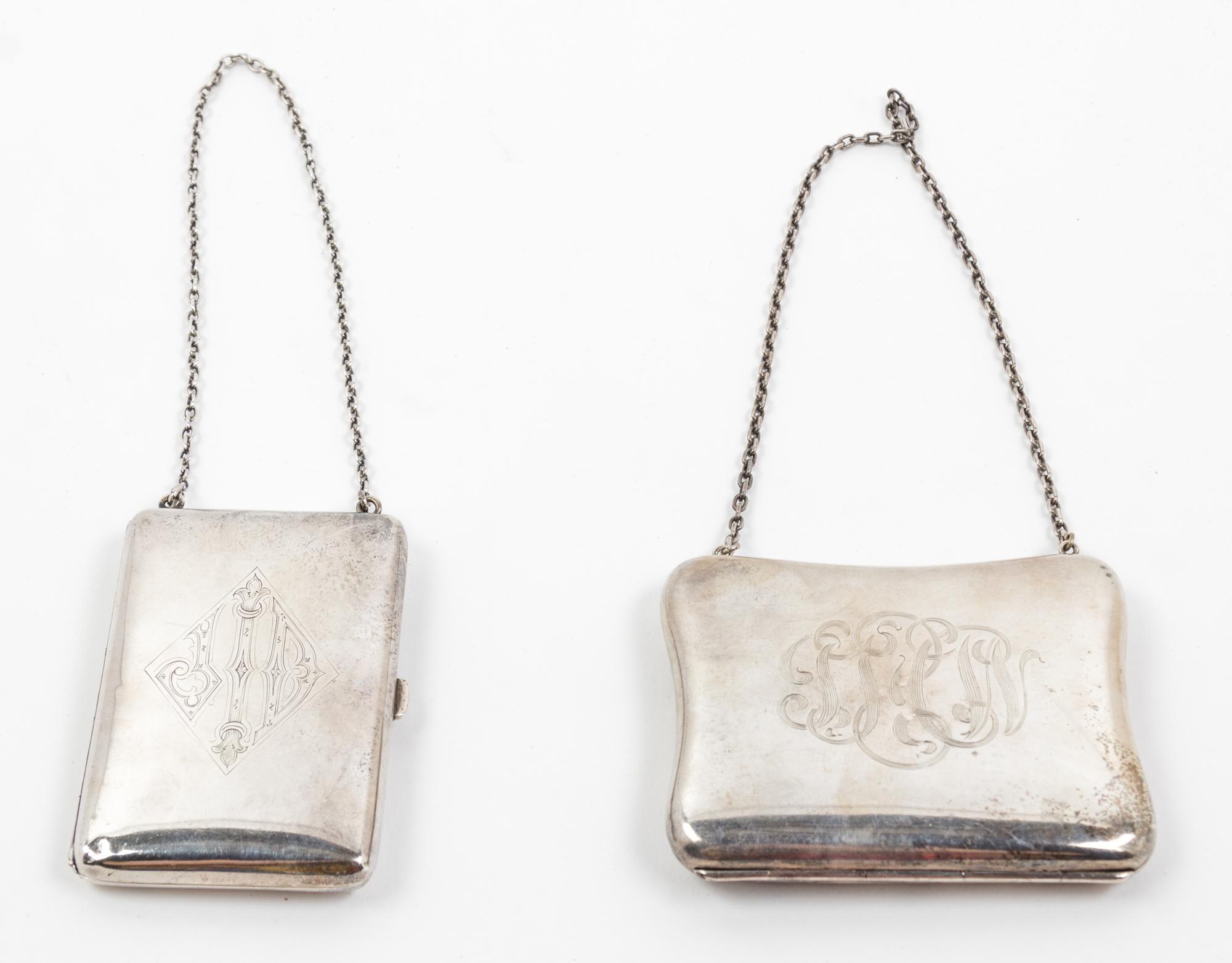 Two American Silver Coin Purses, , each of rectangular form having attached chains
