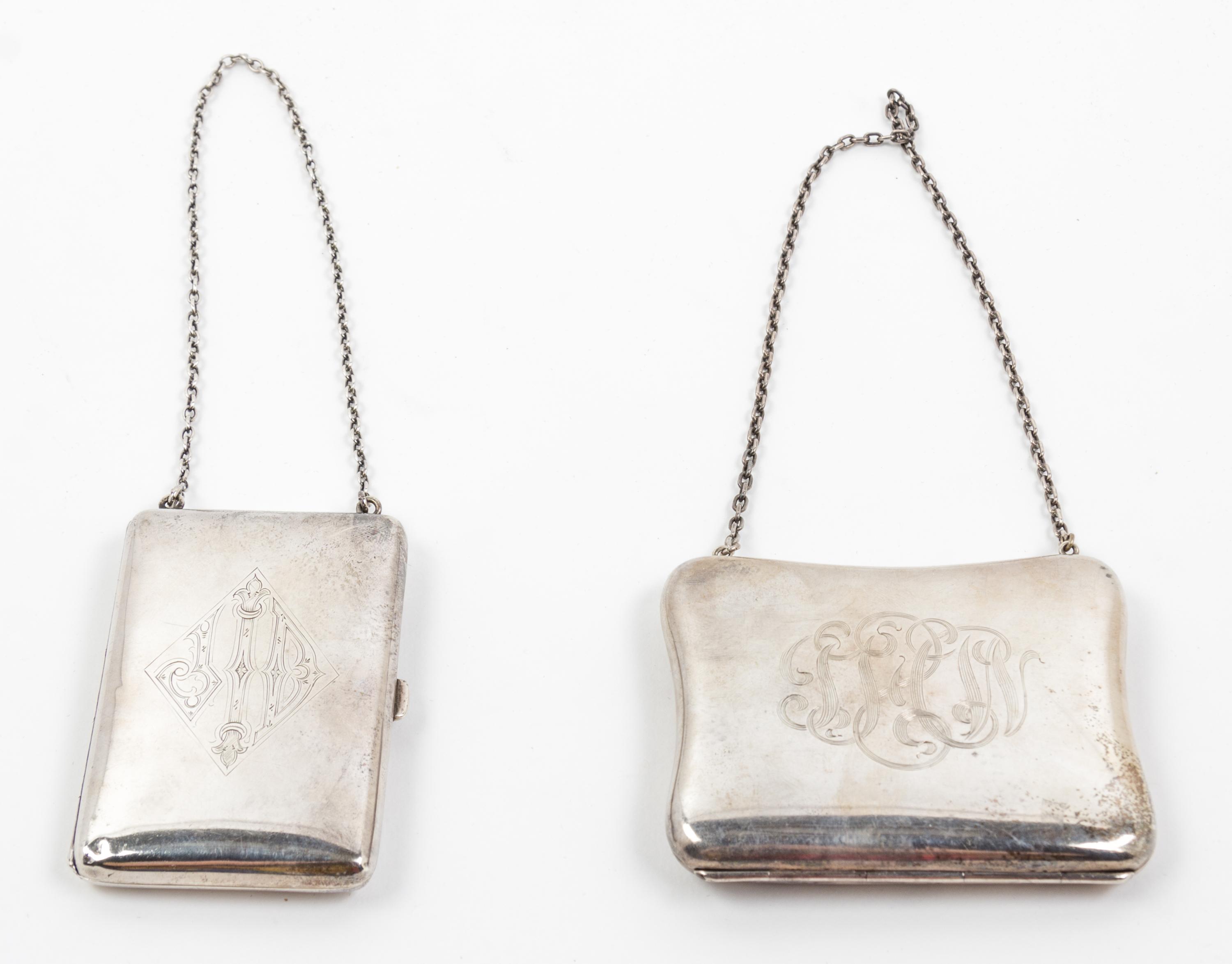 Two American Silver Coin Purses, , each of rectangular form having attached chains