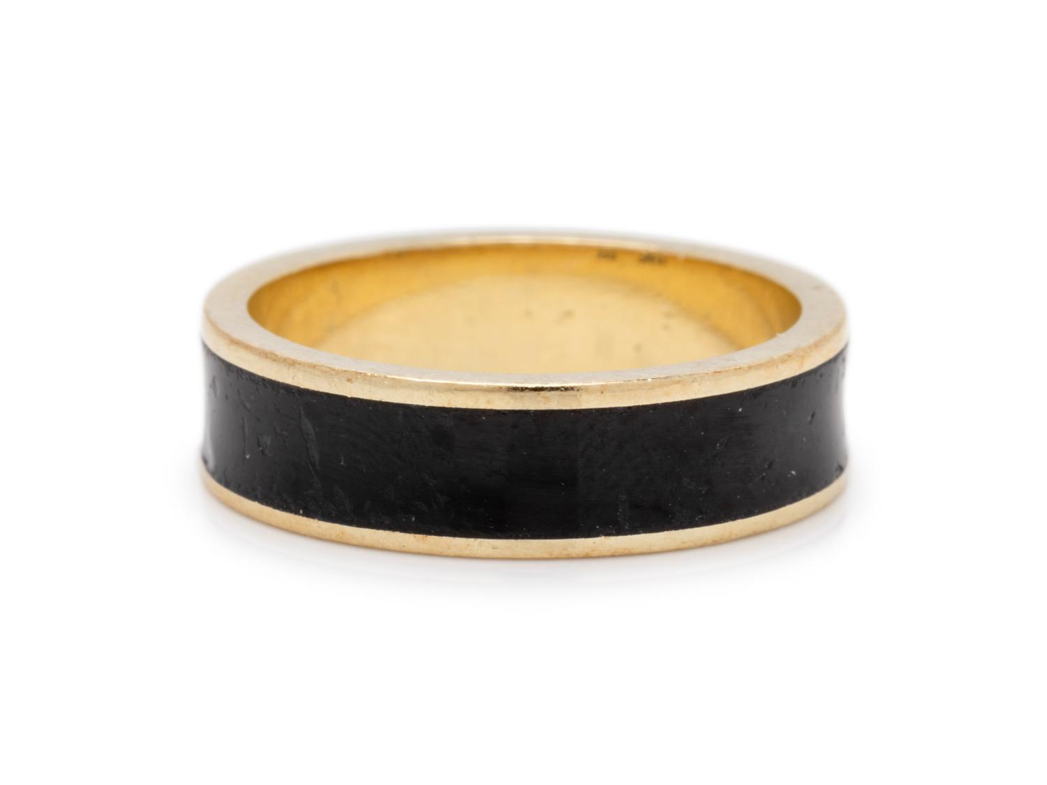 BLACK ENAMEL AND YELLOW GOLD BAND