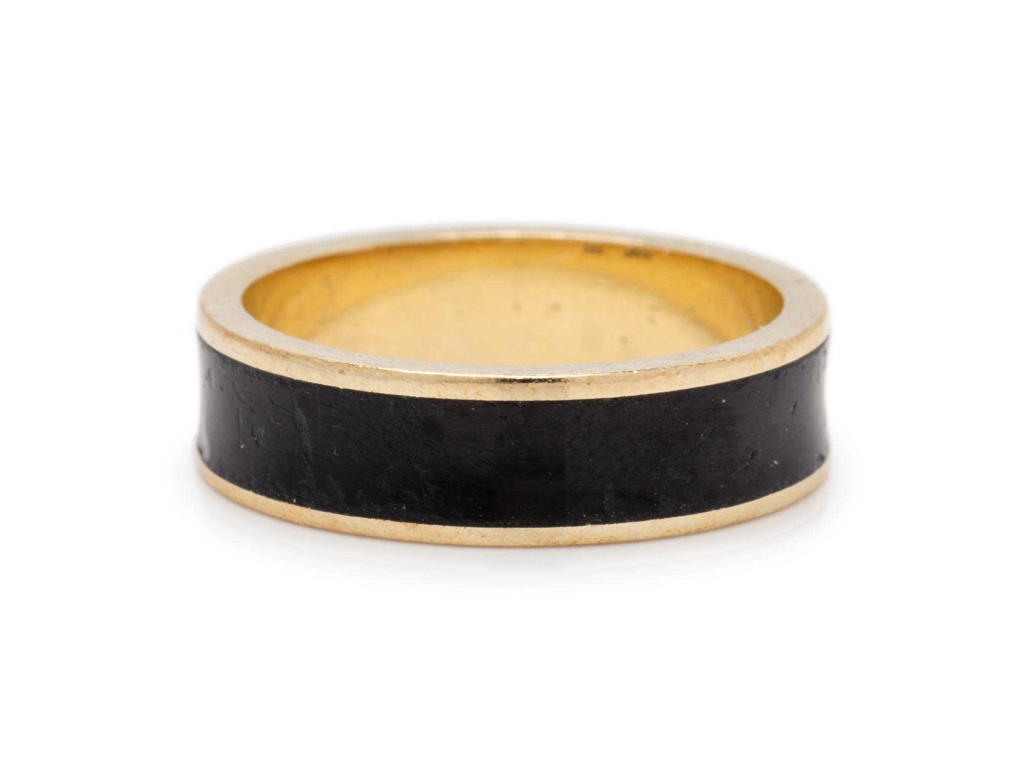 BLACK ENAMEL AND YELLOW GOLD BAND