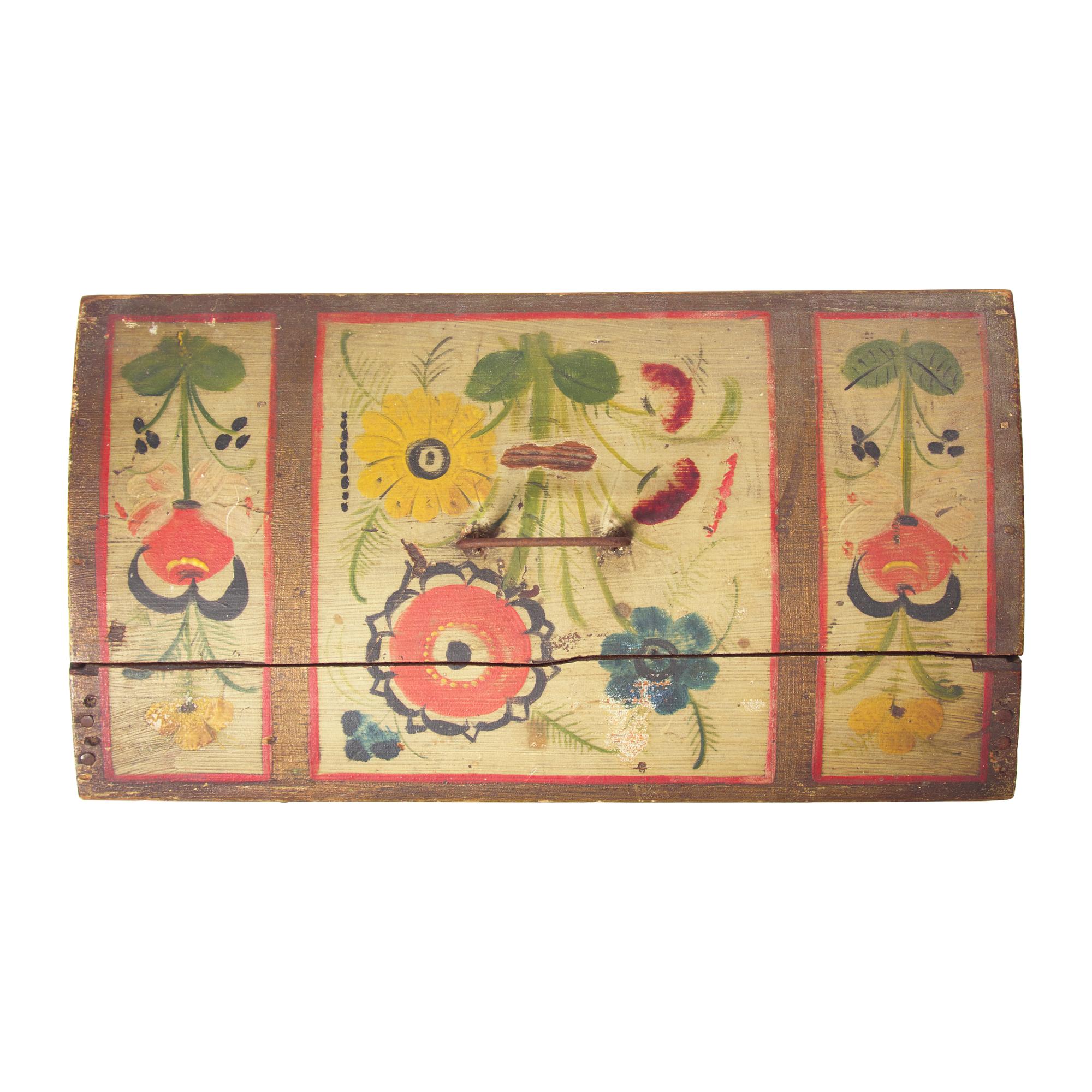 A Paint-Decorated Pine Domed Box