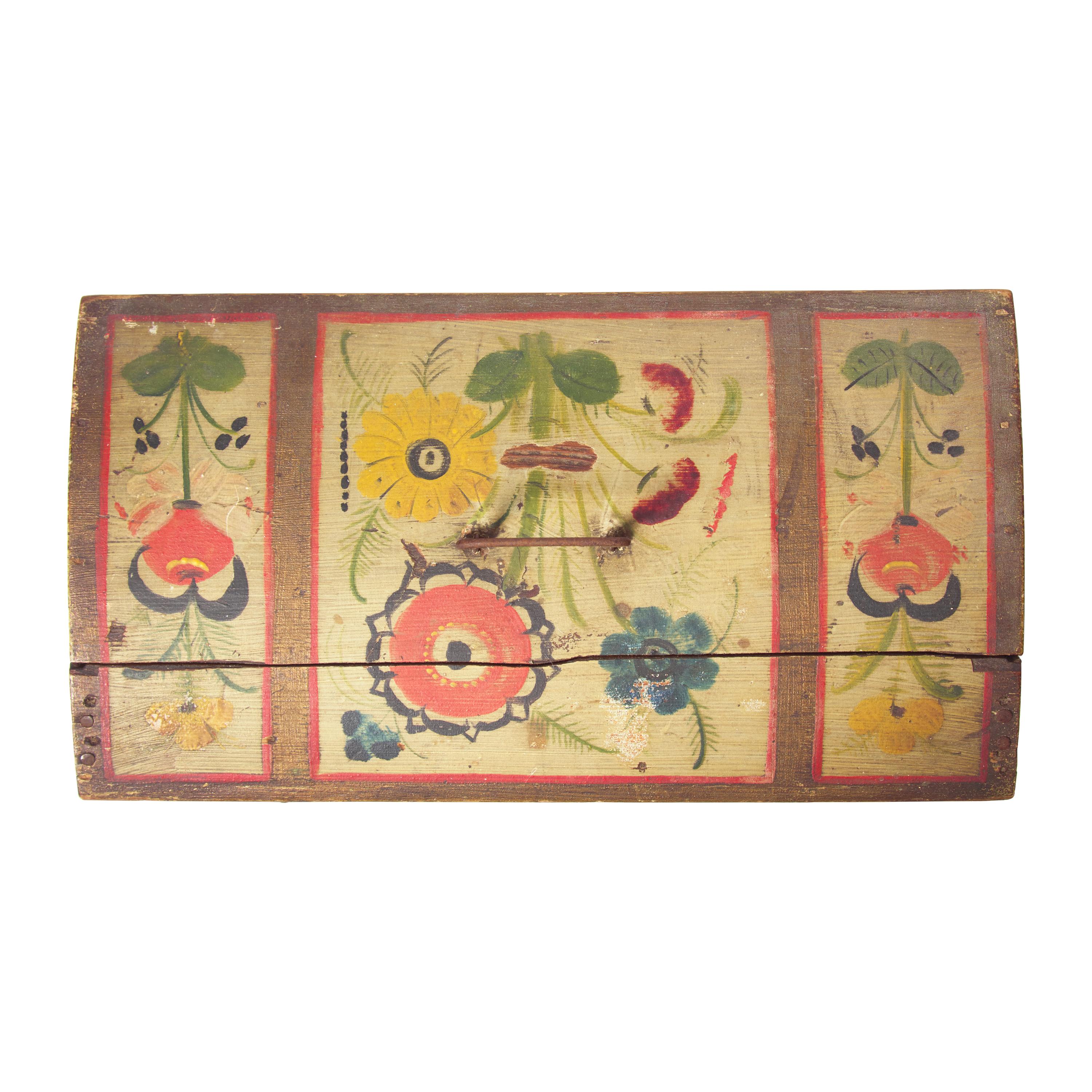 A Paint-Decorated Pine Domed Box