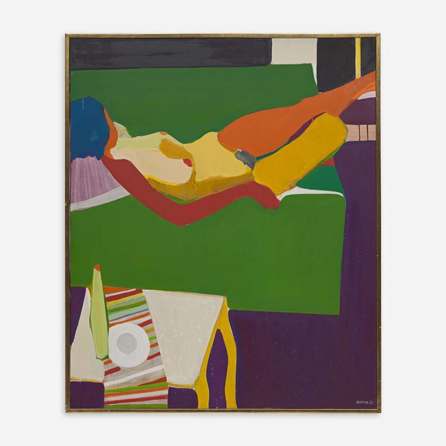 Tadashi Asoma (Japanese/American, 1923-2017) Nude with Purple Cushion