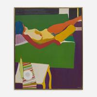 Tadashi Asoma (Japanese/American, 1923-2017) Nude with Purple Cushion