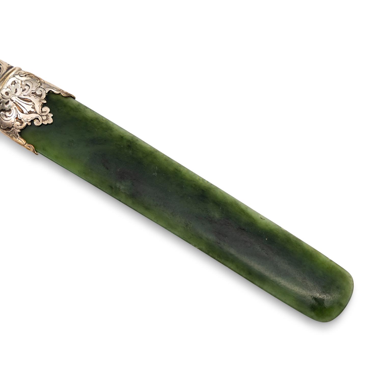 A Tiffany and Co. Silver Mounted Nephrite Page Turner