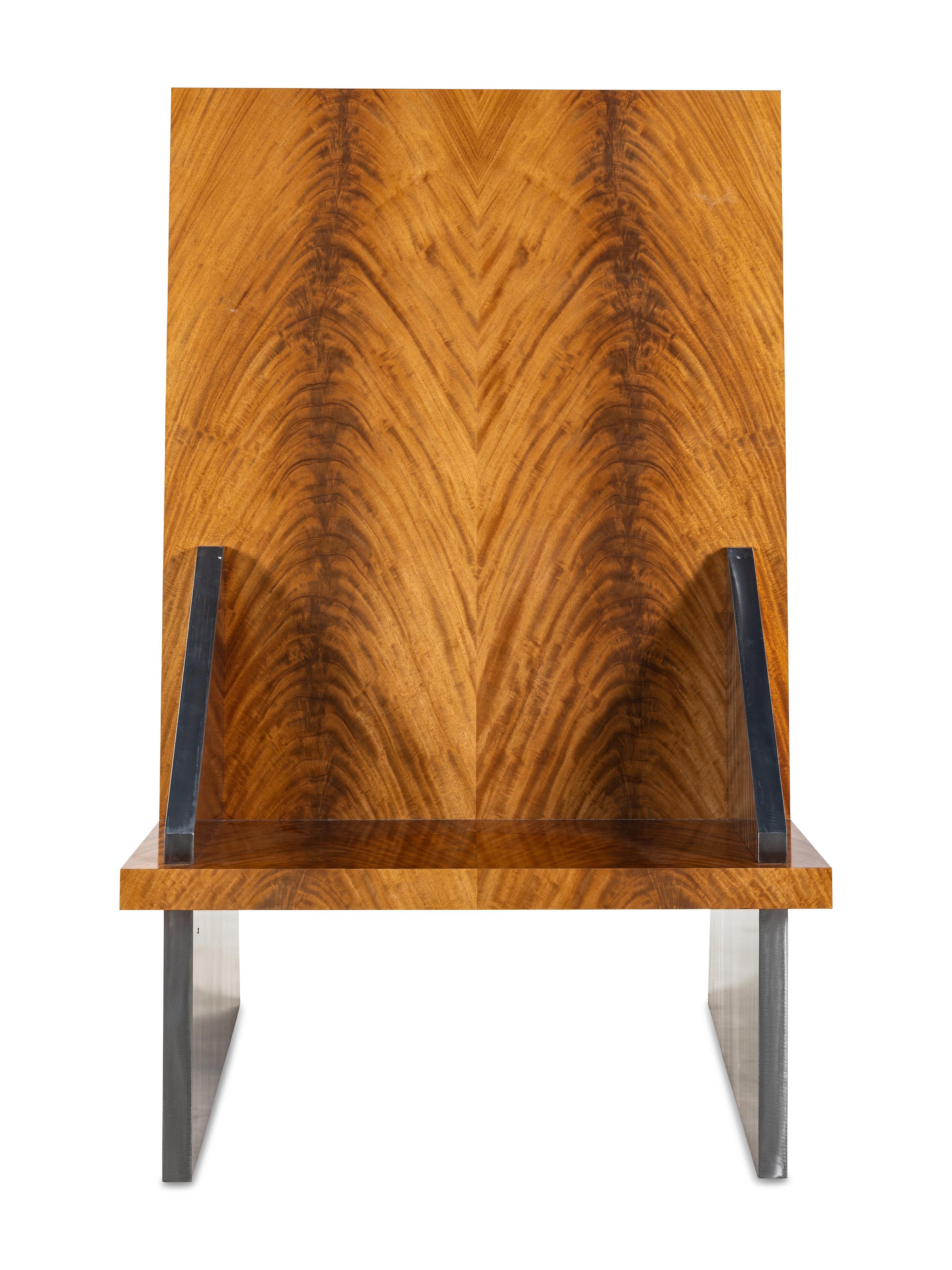 A Contemporary Wood and Steel Chair