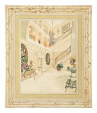 The Library at Croix des Gardes, Carves, The Drawing Room at Croix des Gardes and The Staircase Hall at Croix des Gardes (three works)