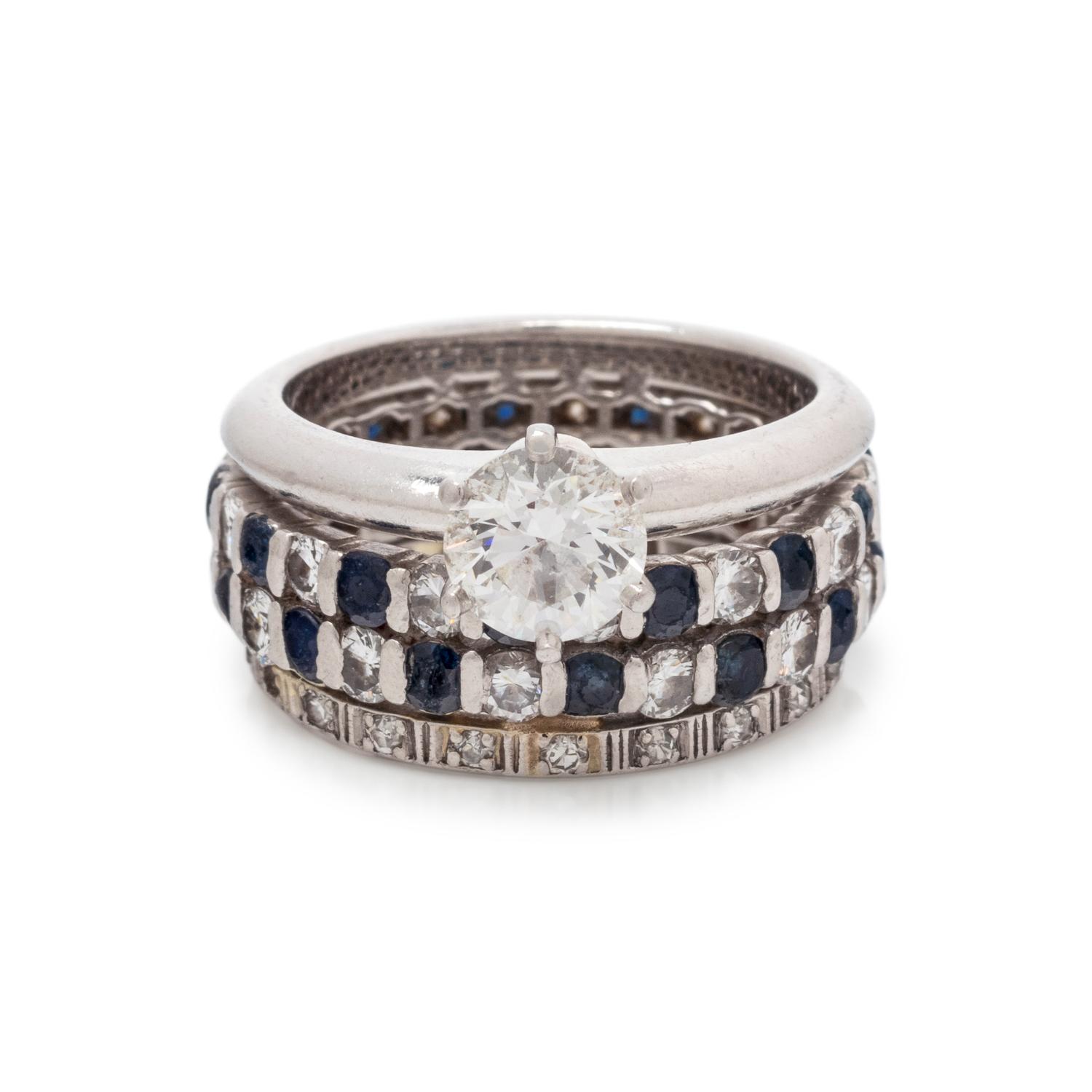 TIFFANY & CO., DIAMOND RING AND ATTACHED BANDS