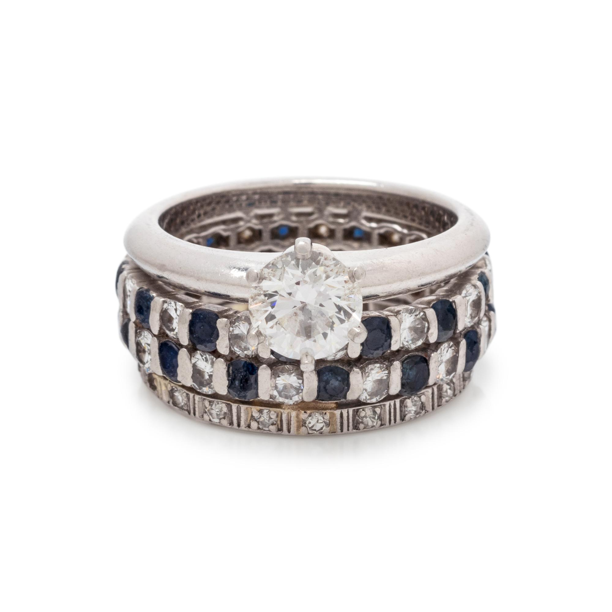 TIFFANY & CO., DIAMOND RING AND ATTACHED BANDS