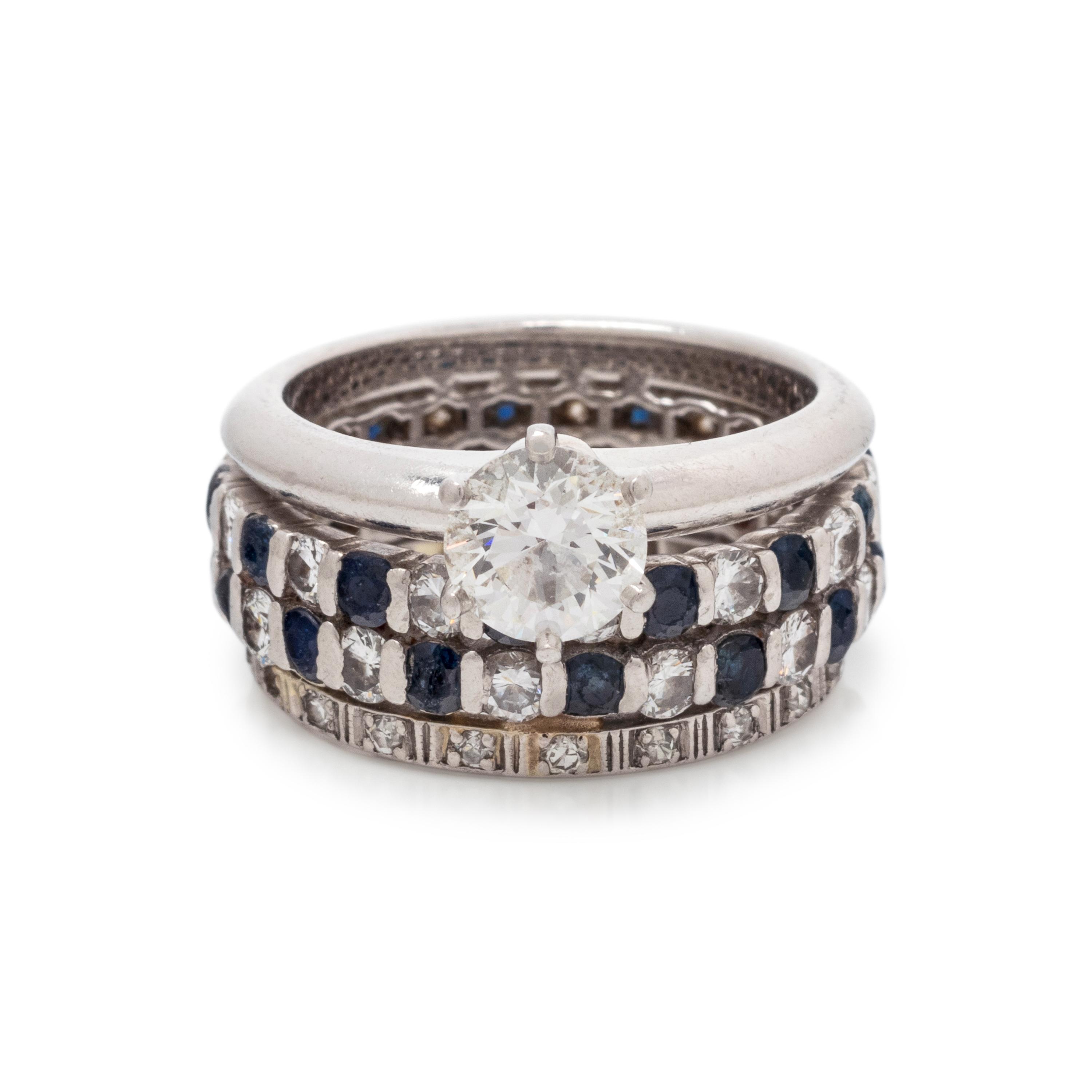 TIFFANY & CO., DIAMOND RING AND ATTACHED BANDS