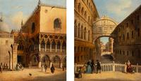 Two Views of Venice: St. Marc Square and the Bridge of Sighs
