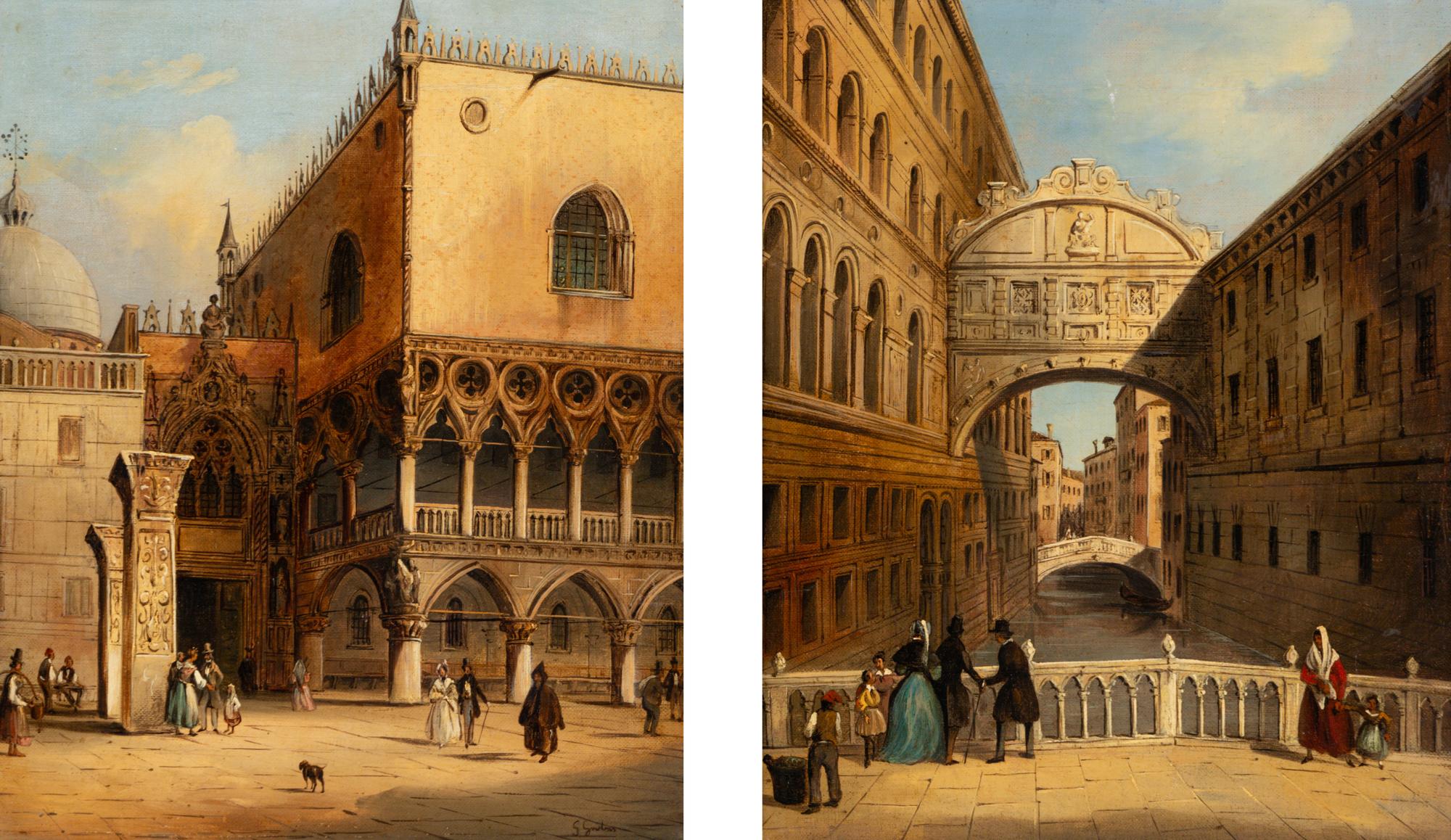 Two Views of Venice: St. Marc Square and the Bridge of Sighs