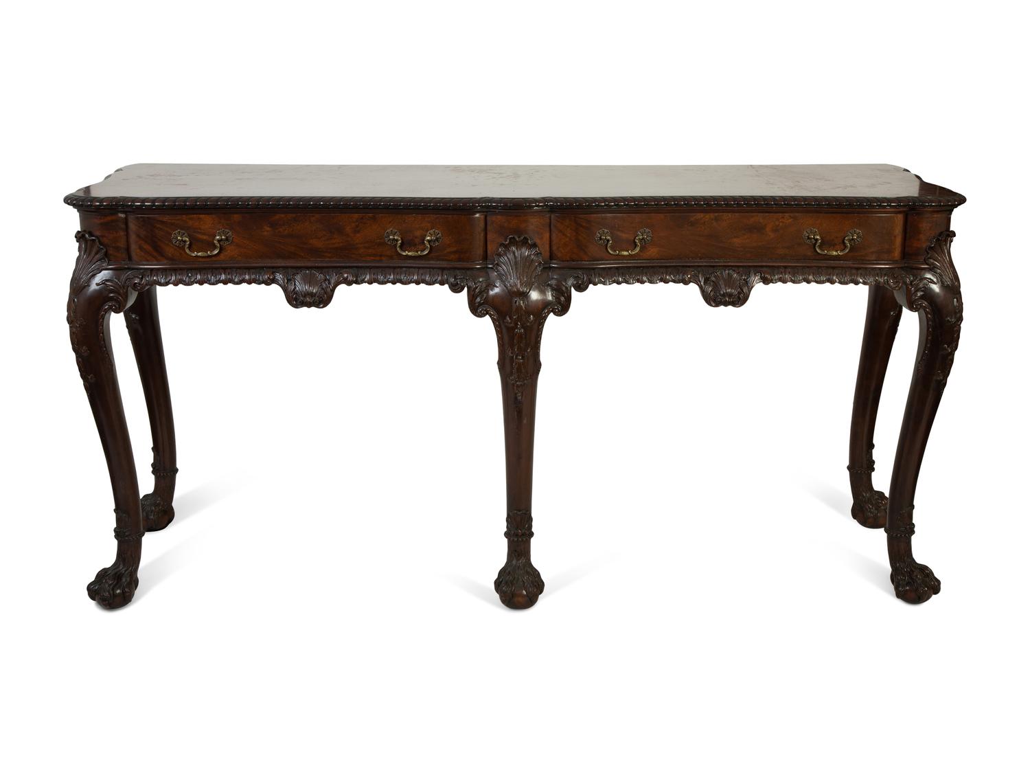 An Irish Chippendale Style Carved Mahogany Server — 20TH CENTURY
