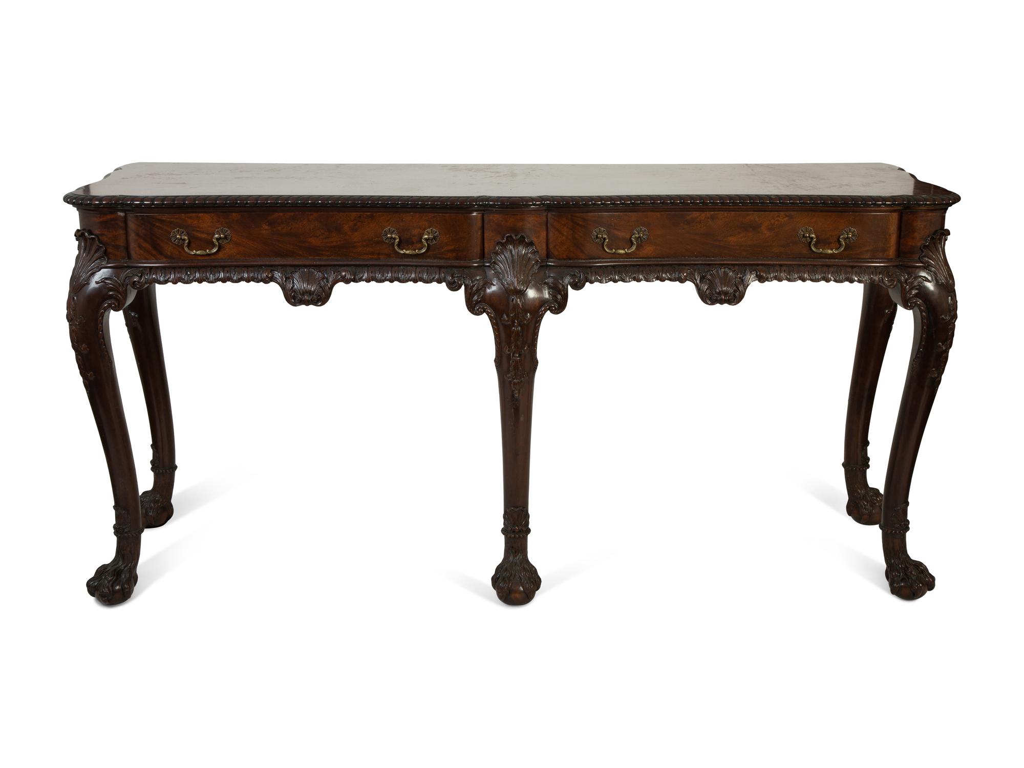 An Irish Chippendale Style Carved Mahogany Server — 20TH CENTURY