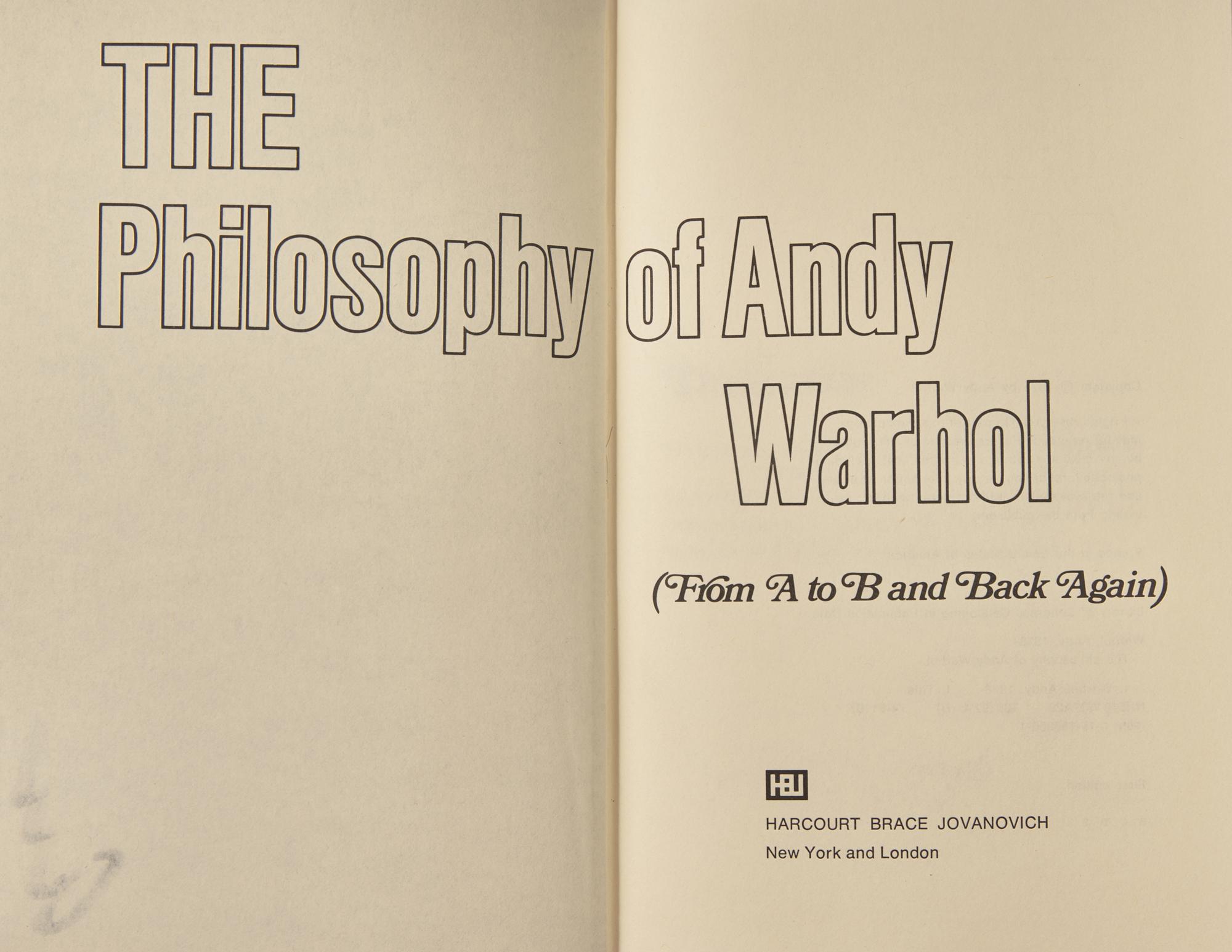 [Art] Warhol, Andy. The Philosophy of Andy Warhol (From A to B and Back Again)