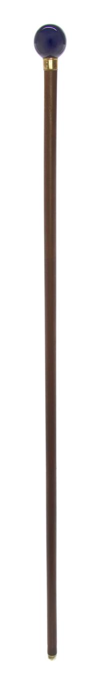 A French Porcelain Handled Walking Stick, Diameter of handle 1 3/4 x length overall 34 5/8 inches.