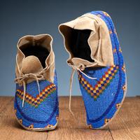 Northern Plains Beaded Hide Moccasins