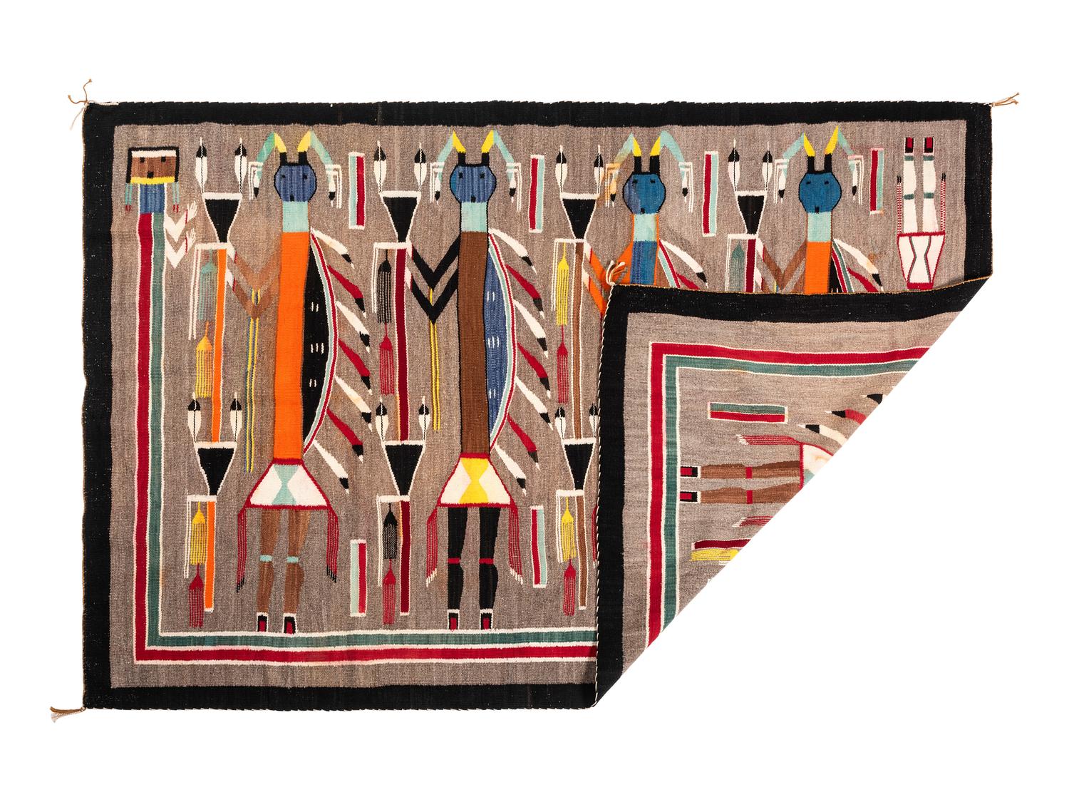 Navajo Pictorial Weaving / Rug, with Humpback Gods