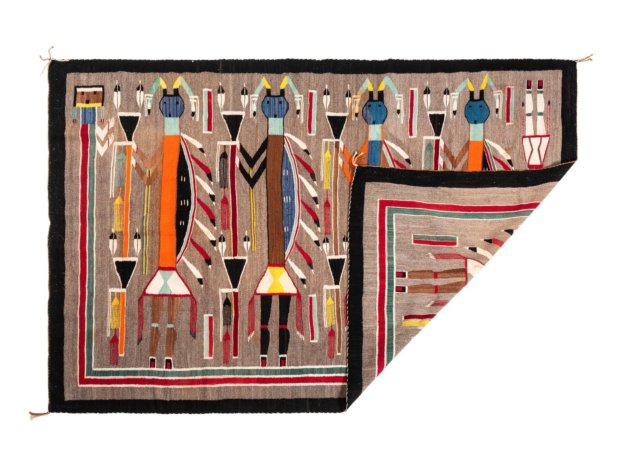 Navajo Pictorial Weaving / Rug, with Humpback Gods