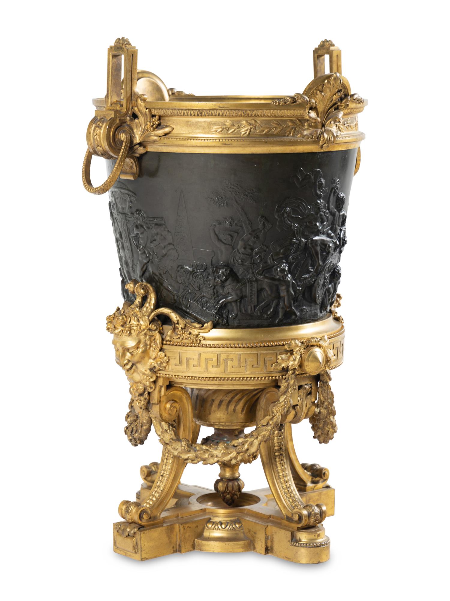 A Napoleon III Gilt and Patinated Bronze Wine Cooler or Jardinière