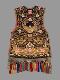 A Chinese Black Ground Embroidered Silk Lady's Vest, Xiapei
