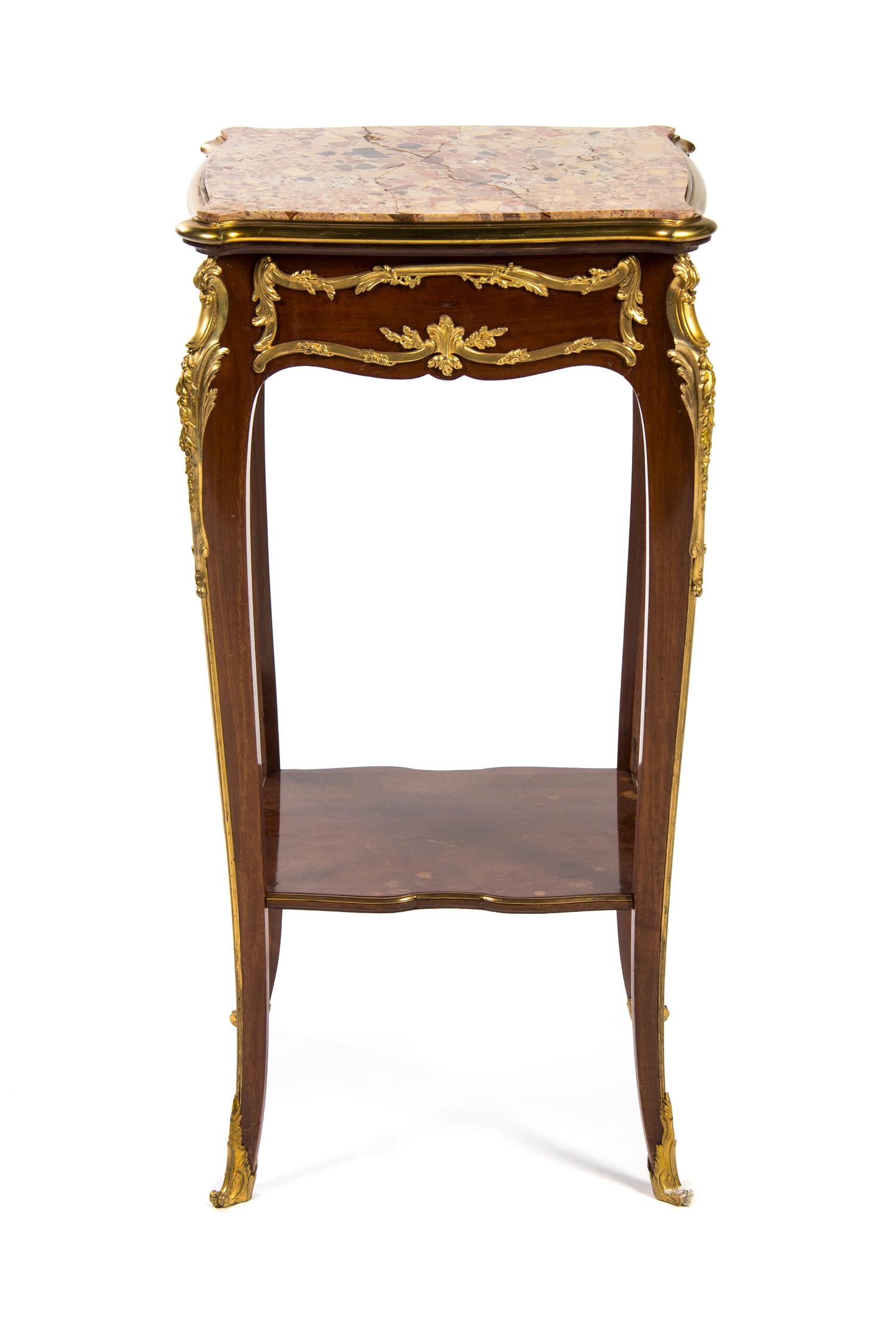 A Louis XV Style Gilt Bronze Mounted Table en Chiffonier, FRANCOIS LINKE, Height 29 1/2 x width 20 x depth 14 inches. — FRANCOIS LINKE,
