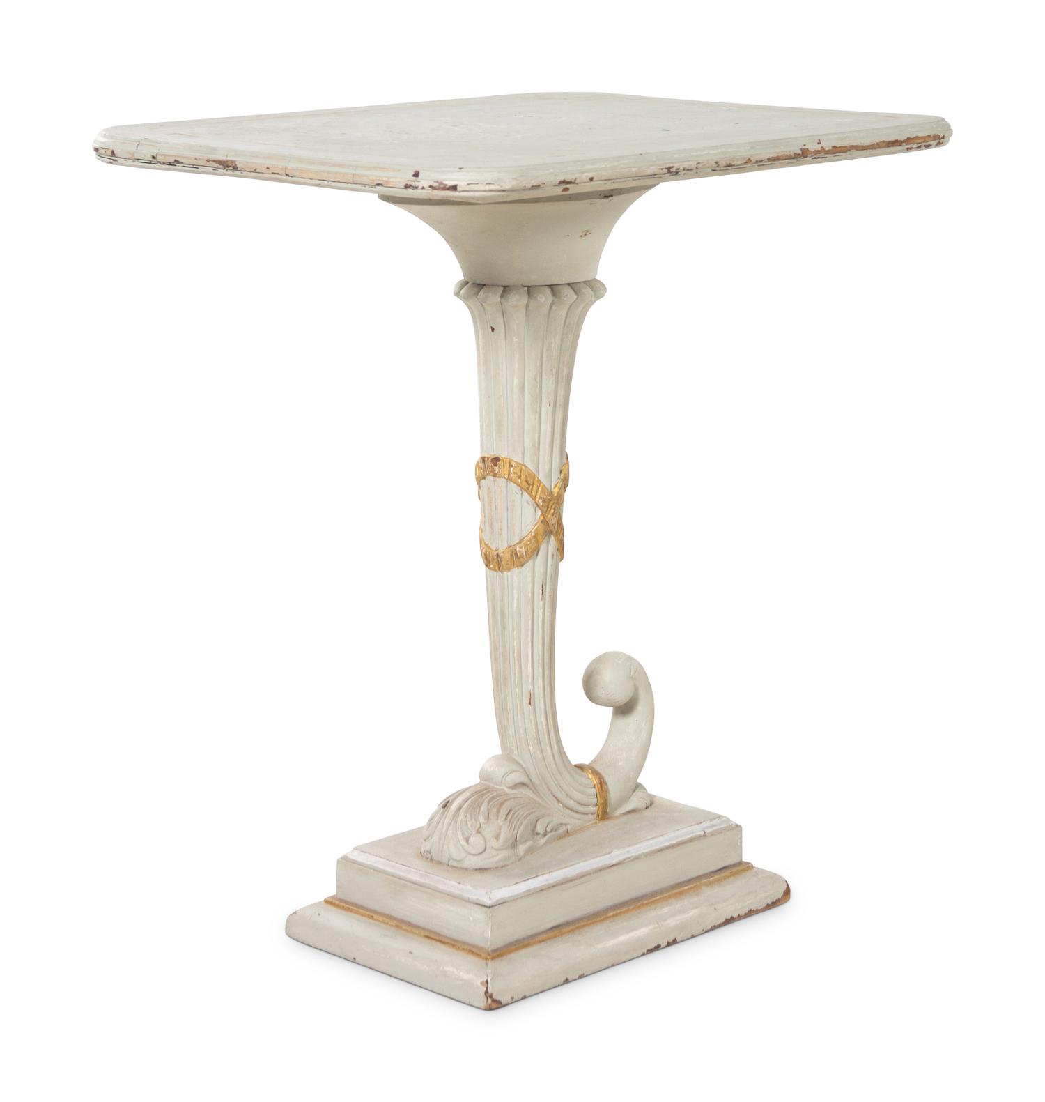 A Continental White-Painted Cornucopia-Form Side Table