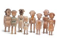 Eight Folk Art Carved Pine Figures