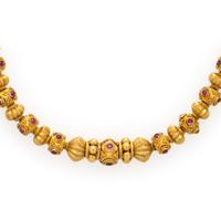 Yellow Gold and Synthetic Ruby Necklace