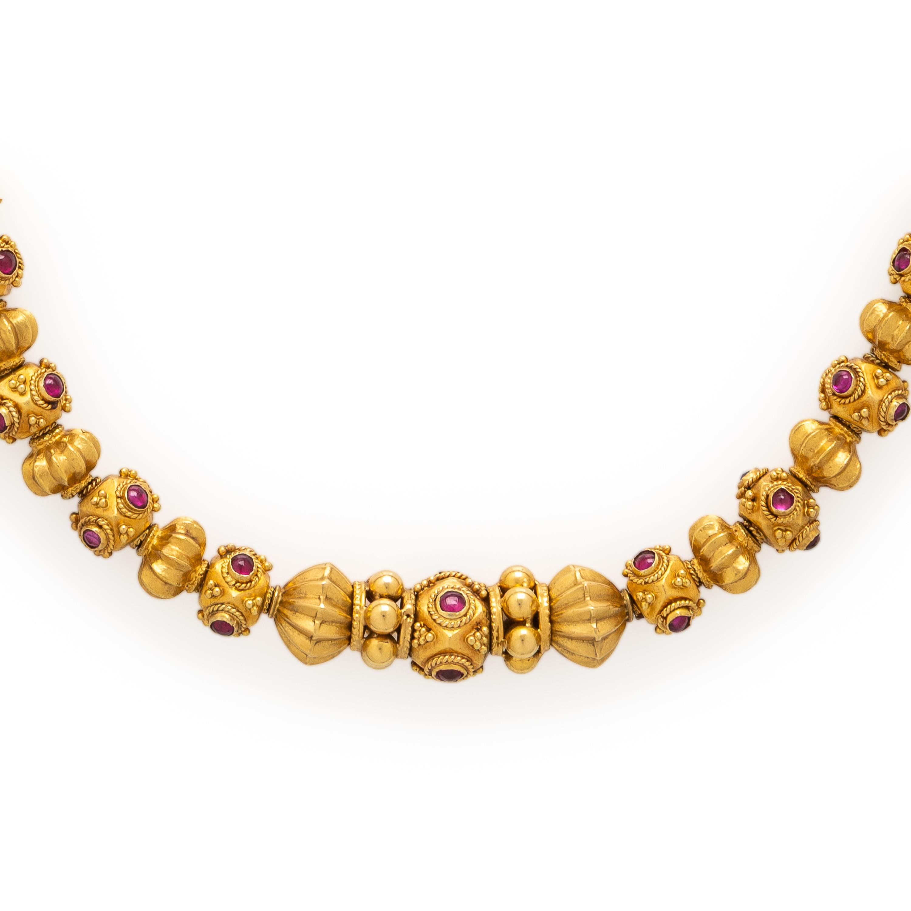 Yellow Gold and Synthetic Ruby Necklace