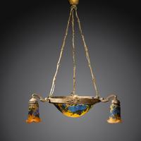 Hanging three-light plafonnier, c. 1905 France