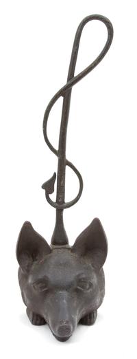 An Iron Fox Head and Crop Form Doorstop Height 15 1/2 inches. — 20TH CENTURY