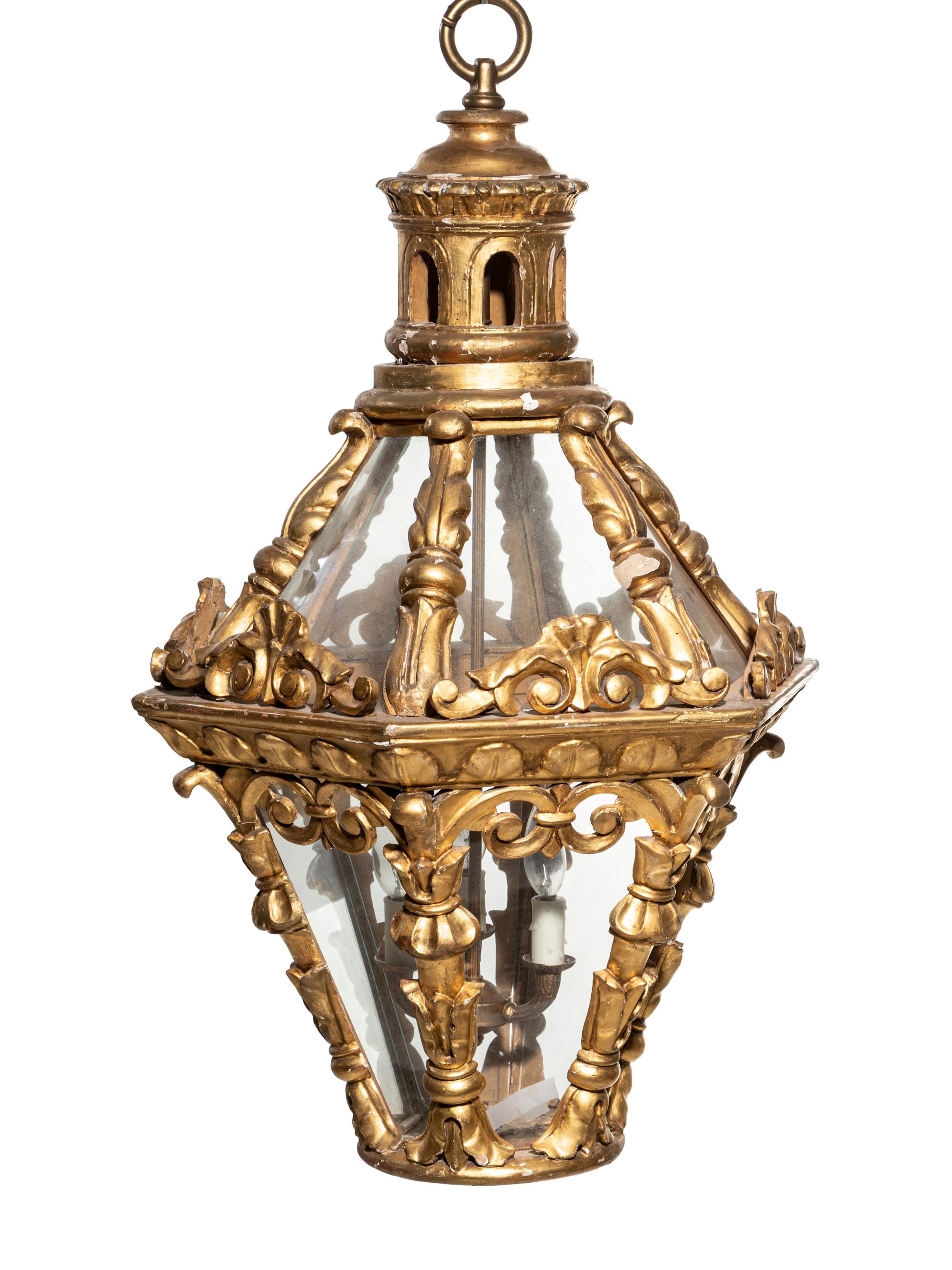 A Continental Giltwood Lantern
