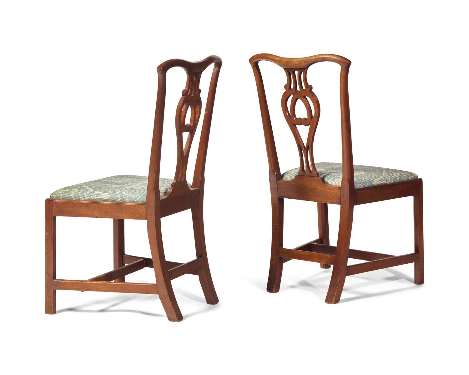 A Pair Of Chippendale Carved Mahogany Side Chairs