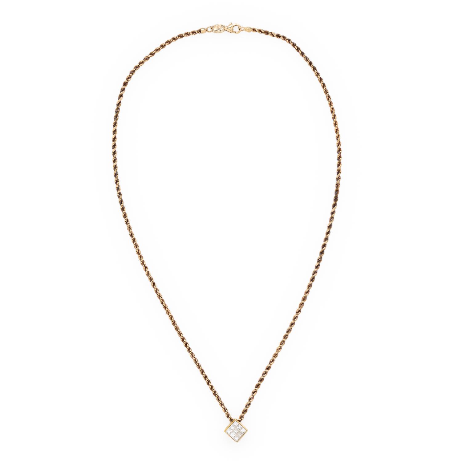 Diamond and Yellow Gold Pendant Necklace