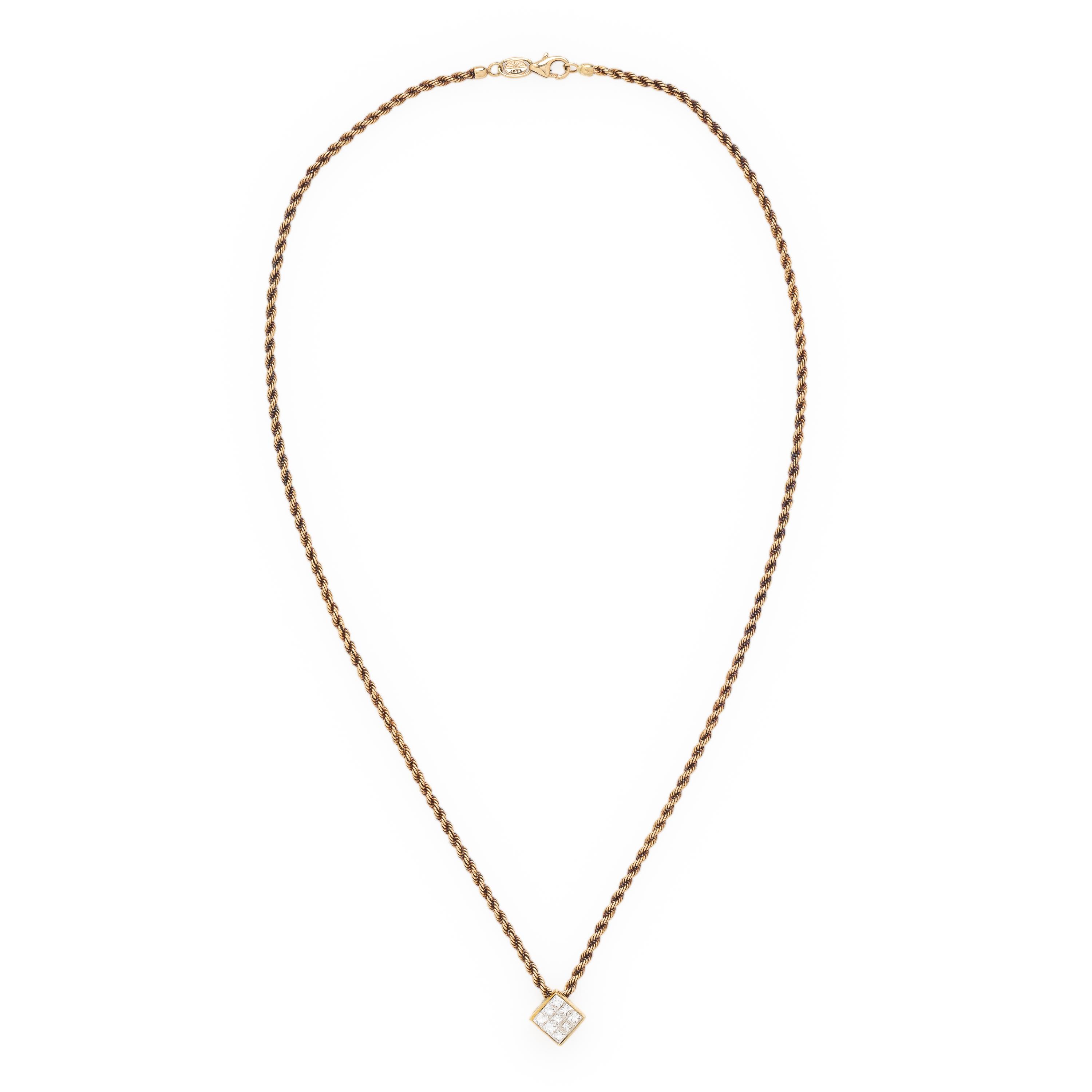 Diamond and Yellow Gold Pendant Necklace