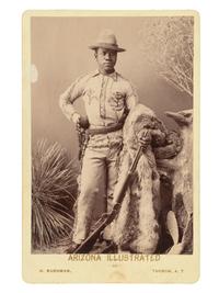 [WESTERN AMERICANA]. Cabinet Card of an African American Cowboy. Tucson, Arizona Territory: Buehman.