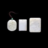 Three Chinese White Jade Plaques, 20th Century 近代 白玉牌三枚