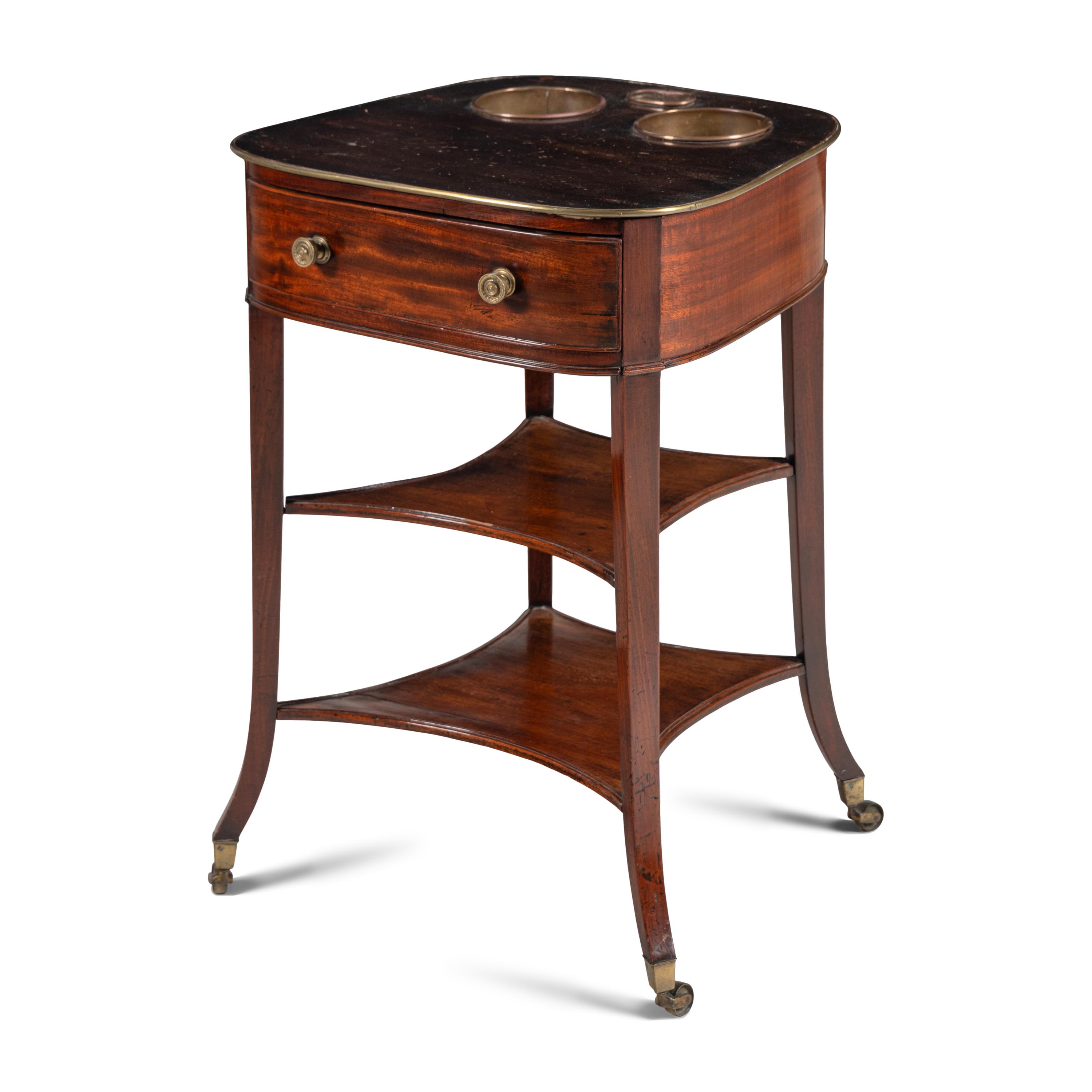 An Edwardian Brass Banded Mahogany Wine Table