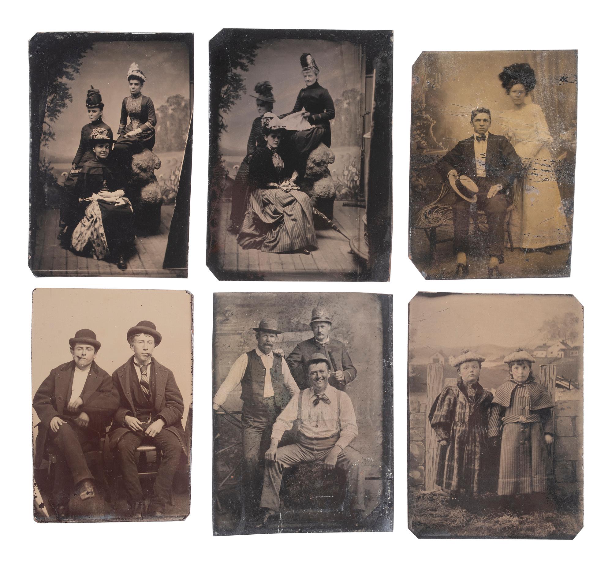 [EARLY PHOTOGRAPHY]. 26 assorted tintypes featuring subjects wearing hats.