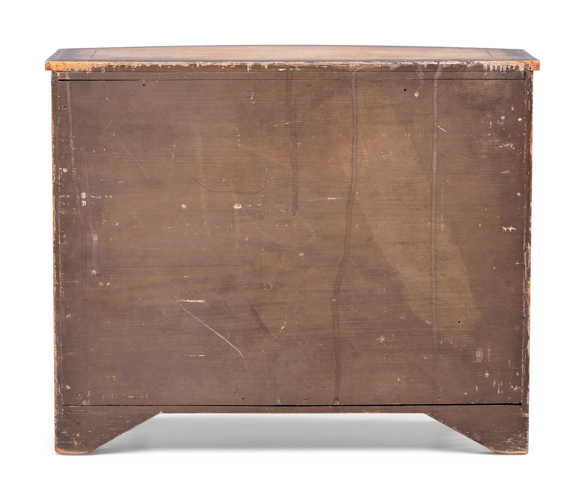 A Hepplewhite Bow Front Paint Decorated Miniature Chest