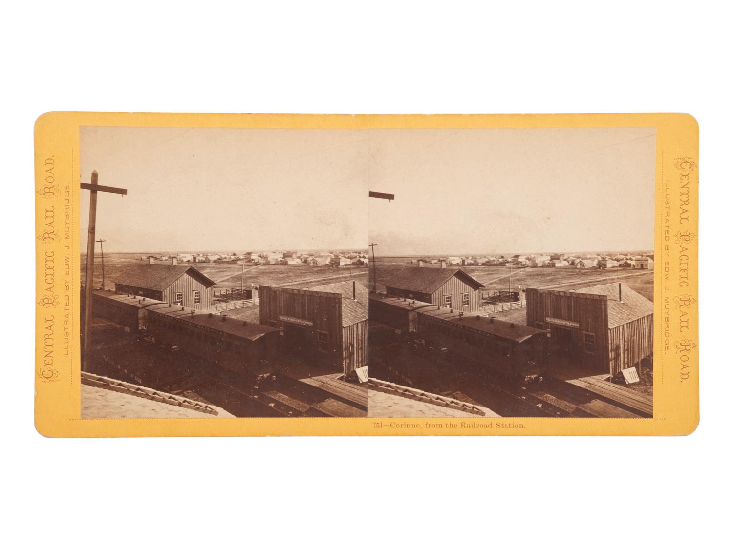 [WESTERN AMERICANA]. MUYBRIDGE, Eadweard (1830-1904), photographer. Corinne, from the Railroad station . San Francisco, CA: Bradley & Rulofson.