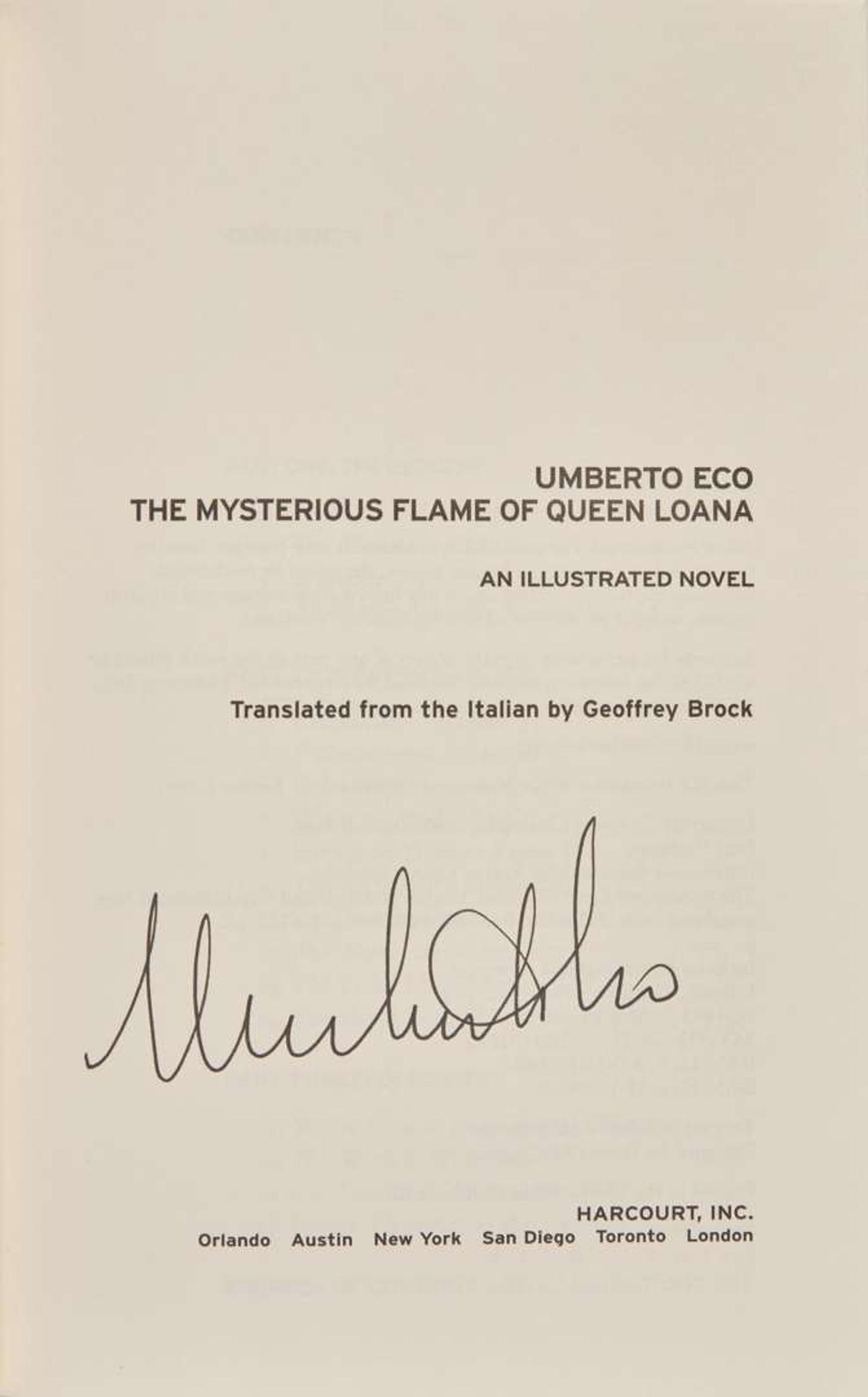 [Literature] Eco, Umberto: Group of 7 Signed Novels, Including 6 First Editions