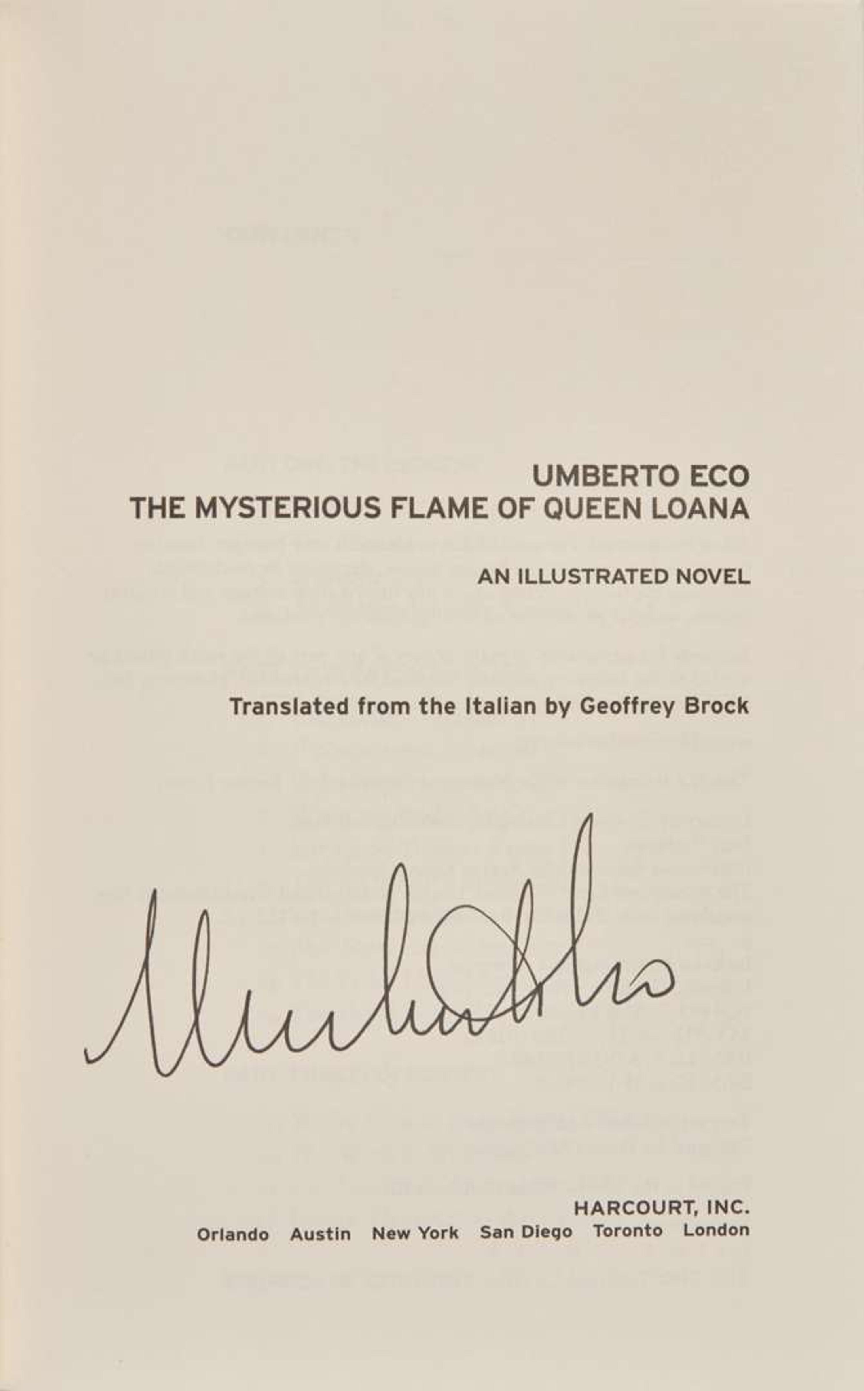 [Literature] Eco, Umberto: Group of 7 Signed Novels, Including 6 First Editions